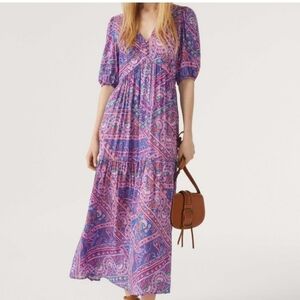 BA&SH falba Maxi Dress Purple and Blue Size 10